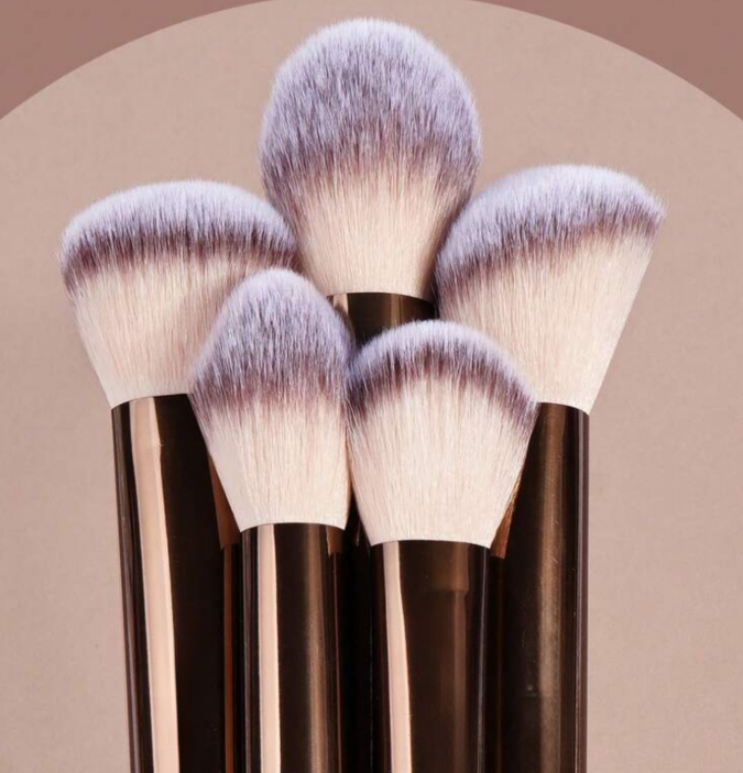 Brown Aluminum Tube Makeup Brush Set
