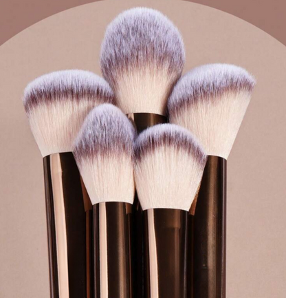 Brown Aluminum Tube Makeup Brush Set