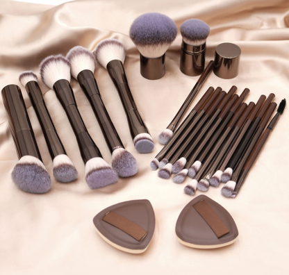 Brown Aluminum Tube Makeup Brush Set