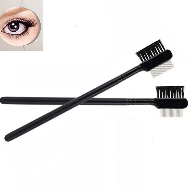 New Hot Selling High Quality Steel Eyebrow Eyelash Dual-Comb Extension Brush Metal Comb