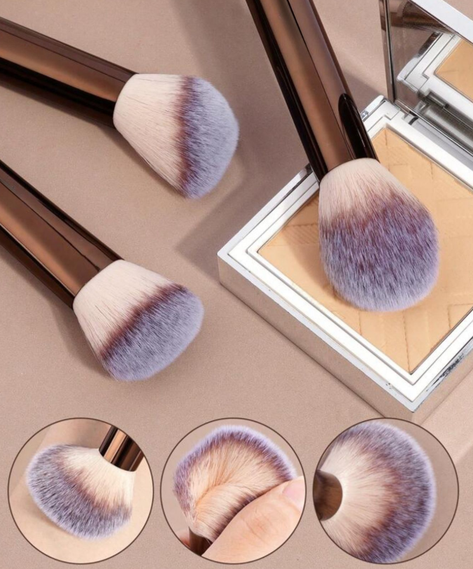 Brown Aluminum Tube Makeup Brush Set