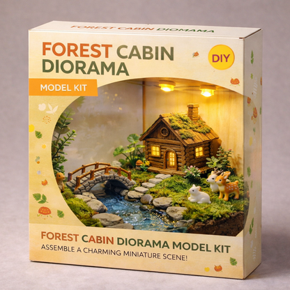 Woodland Cabin & Stream DIY Miniature with Lights