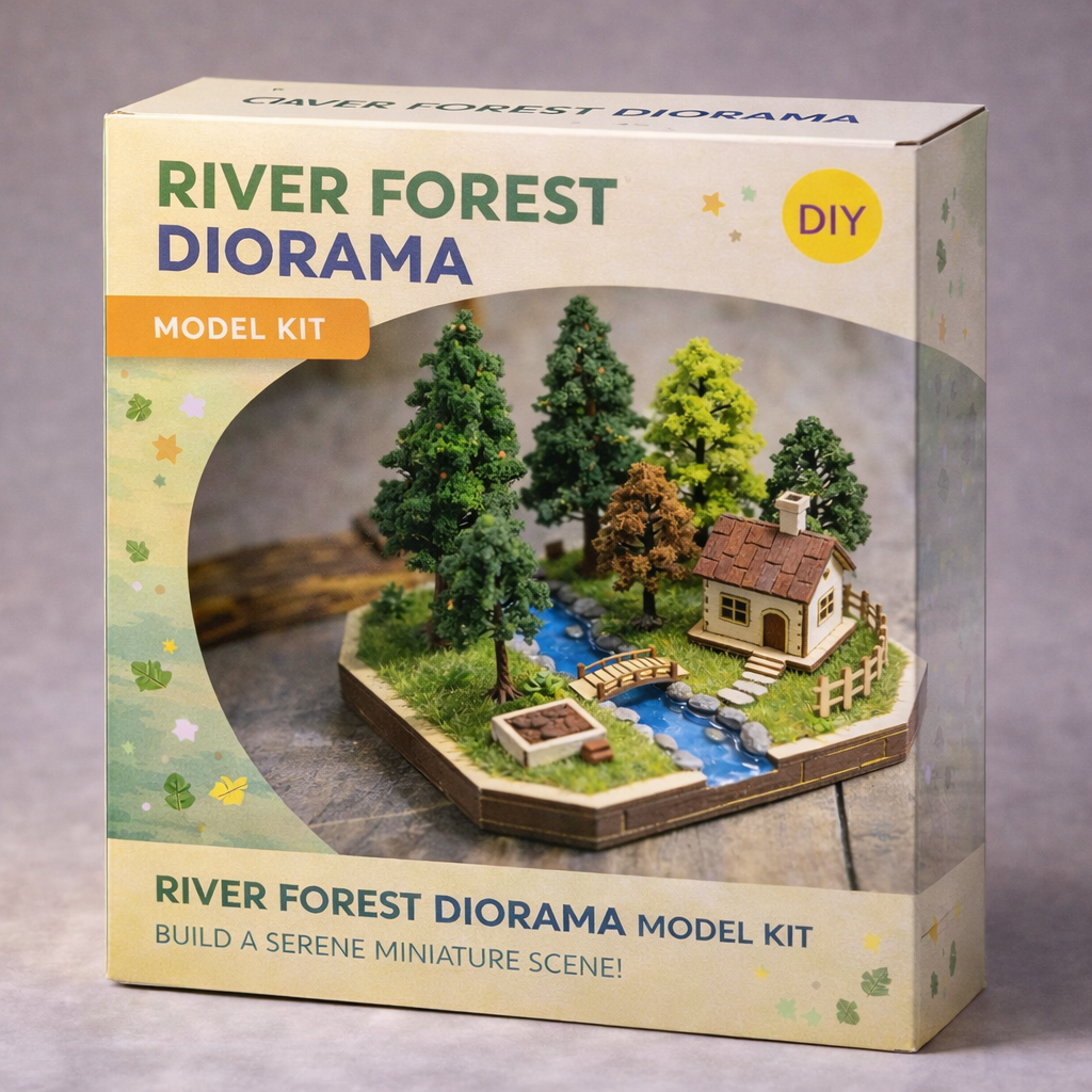 Forest Cabin & Stream Bridge DIY Miniature Landscape